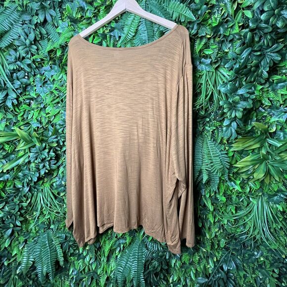 Old Navy Tops Women 4XL Light Brown Blouse V Neckline Long Sleeve 0211 - Picture 10 of 14